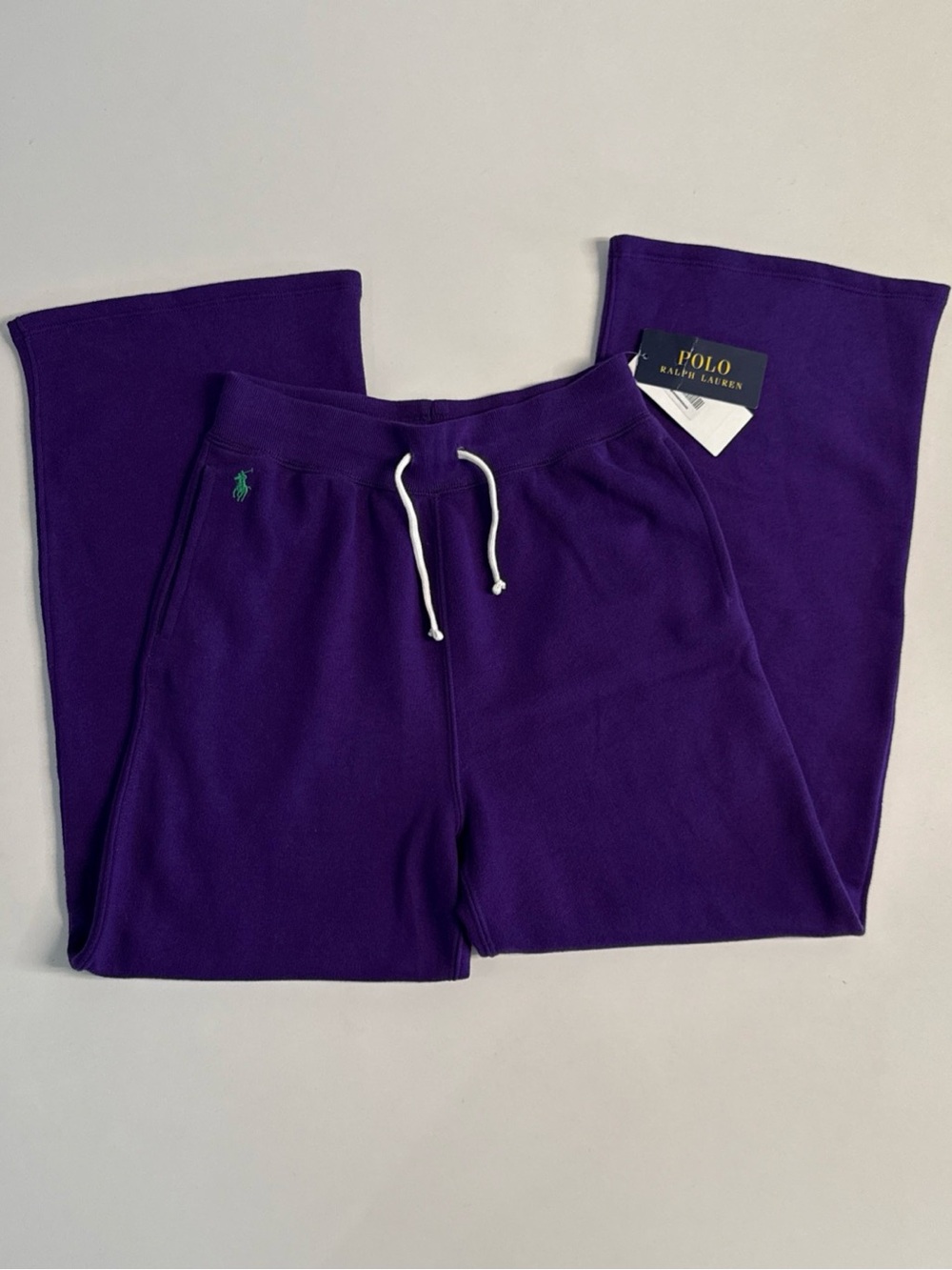 New Polo Ralph Lauren Girls' Fleece Wide-Leg Sweatpants Purple Size L (12-14)